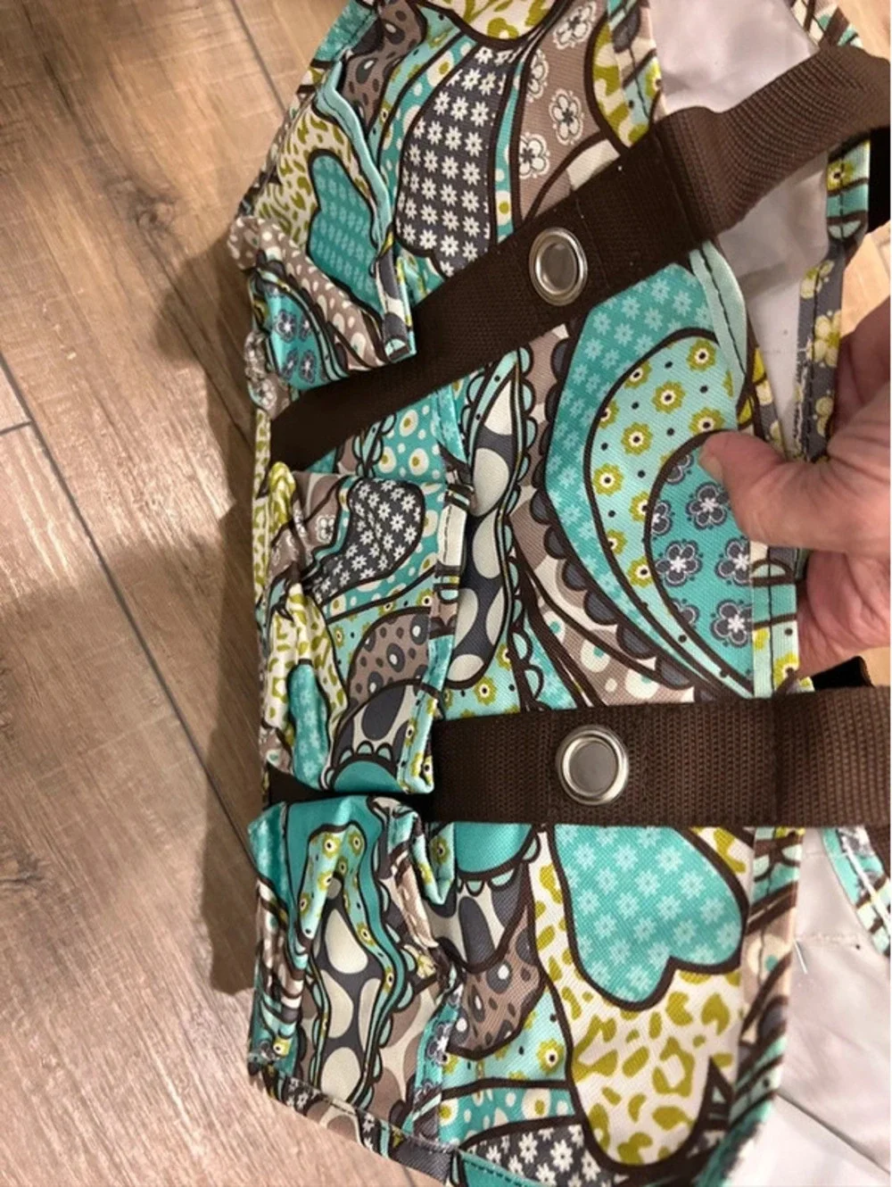 Thirty-One Organizing Utility Tote Bag Paisley Pattern Brown Shoulder Strap